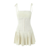 Zingj New Pleated Hem Slim Mini Suspender Dress