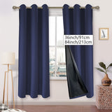 2 Panels Luxurious Blackout Faux Linen Imitation Textured Curtains - Panels with Insulating Polyester Coating, Grommet Top, and Room Darkening Function for Bedroom, Living Room, Home Decoration and Energy Efficiency