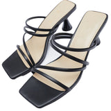 kamames ZA Brand 2022 Summer New White One Word With Fashion Square Toe High Heels Sexy Stiletto Muller Sandals And Slippers Women Shoes