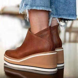kamames Shoes Women 2022 Autumn Black Platform Boots Women Zipper Wedge Booties Size 43 Heeled Ankle Boots Botas De Mujer
