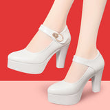 kamames Thick-Heeled Cheongsam Catwalk High-Heeled Women's Thick-Soled Waterproof Platform Model Performance Shoes Working Women's Shoes