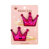 2Pcs/set Glitter Cartoon Cartoon Love Heart Crown Hair Clips For Girls Handmade Hairpins Boutique Barrette Kids Hair Accessories