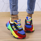 kamames Size Casual Single Shoes Rainbow Sole Fashion Tie Fly Weave Breathable Leisure Sports Spot Single Shoes Girls