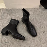 kamames kamames Heel Square Head Thin Boots Ankle Boots Women's Shoes 2024 New Autumn And Winter Korean Small Ankle Boots Martin Boots