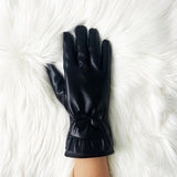 Velvet Lined Elegant Gloves for Women - Warm, Waterproof, Touchscreen, Split Finger, PU Leather with Decorative Buttons - Perfect for Autumn and Winter