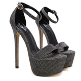 kamames kamames 46 High Heels, Bed, Sex Appeal Shoes, Nightclub, Sexy Model, Super High Heel, Waterproof Platform, Large Size With Sandals