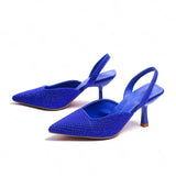 kamames Women's shoes Baotou shoes 2022new summer pointed toe high heels stiletto rhinestones back strap high heel sandals large size 43