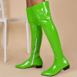 kamames Patetn Pu Leather Women Boots Comfortable Low Heel Long Boots Pointed Toe Zipper Autumn Winter Woman's Boots Shoes Big Size