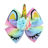 1piece High Quality Bow With Cute Ear Design Hair Clip Ribbon Bow With Unicorn Horn Hair Accessories 885