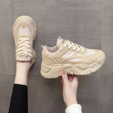 kamames kamames Autumn And Winter New Leather Face Round Head Shoes Girls Retro Thick Platform Sports Single Shoes Wheat Ear Casual Dad Shoes Women