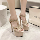 kamames kamames Waterproof Platform 2023 Summer And Autumn Fashion New Hollow Out Thin Heel Ultra High Heel Casual Fashion Sandals Women's Singles Shoes