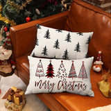 1pc Festive Contemporary Christmas Tree Pillow Cover, 12x20 Inch, Merry Christmas Single-Sided Design, Machine Washable, Zippered Polyester Throw Cushion Case for Home Couch Decor