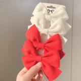 4Pcs/set Solid Colors Cotton Hair Bows With Clip For Cute Girls Hair Clips Handmade Hairpins Barrettes Kids Hair Accessories