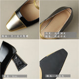 kamames New French Mary Jane Shoes, Lacquered Leather, Square Head, Thick Heels, High Heels, Small Fragrant Style, One Word, Single Shoe Girl.