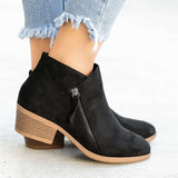 kamames Station 2023 Autumn And Winter Vintage Women's Shoes Thick Heel Large Side Zipper Women's Short Boots Martin Boots