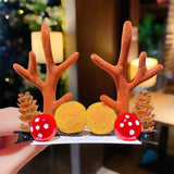 1Pair Women Girls Cartoon Christmas Antlers Hairpins New Year Sweet Hair Decorate Barrettes Hair Clips Novelty Hair Accessories