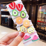 10PCS/Set New Girls Cute Cartoon Fruits Elastic Hair Bands Kids Ponytail Holder Scrunchie Rubber Band Fashion Hair Accessories