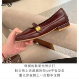 kamames Women's Shoes Mary Jane Style Women's Shoes Low Heel Shallow Mouth Round Toe Solid Color Women's Shoes Party Shoes