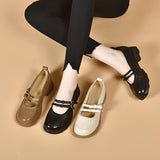 kamames kamames Mary Jane Shoes Korean Version Of Double-Breasted Bow Shallow Flat Shoes With One Foot On Love Shoes