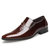 kamames kamames 7701 Crocodile Men's Patent Leather Business Leather Shoes Set Pointed Toe Slim Leather Shoes Men's Shoes