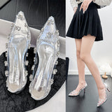 kamames kamames High Heels Women 2024 Summer New Pointed Silver Women's Shoes Transparent Temperament Fine Heel Single Shoes Women