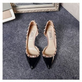 kamames kamames Autumn Summer New Rivets Tip Side Empty High Heels Women's 8CM Temperament Sexy Shallow Single Shoes