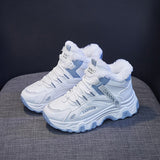 kamames Shoes Ladies High Top Sneakers Winter 2022 Lace-up Warm Plush Platform Shoes Women's Casual Sport Shoes Zapatillas Mujer