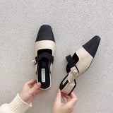 kamames Style Fragrant Style Color Baotou Semi-Slippers Women Wear Lazy Shoes With Thick Heels Muller Shoes Without Heels