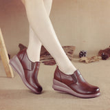 kamames 2023 First Layer Cowhide Platform Bottom Comfortable Women's Shoes Leisure Leather Comfortable Women's Single Shoes Middle-Aged And Elderly Mother Shoes