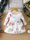 Popular Christmas Printed Cute Dress For Baby Girls In Europe And America