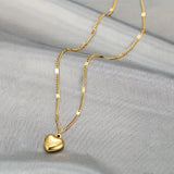 14K Gold Plated Heart Shaped Pendant Necklace - Adjustable Chain, Durable Alloy Construction, Perfect Girls Jewelry Gift for Any Occasion