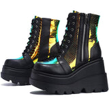 kamames Winter New High Heels Female Dazzling Slope Heel Side Zipper Boots Children's Large Size Women's Shoes
