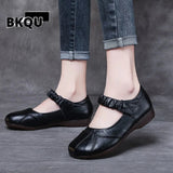 kamames comfortable autumn summer black leather shoes for women flatss oxford moccasins ballet shoes woman flat