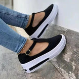 kamames Women Shoes 2022 Platform Casual Shoes Women's Round Toe Loafers Women Buckle Wedge Shoes Woman Vulcanize Shoes Zapatos De Mujer