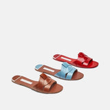 kamames Brand ZARZ Transparent Flat Slippers For Women 2022 Summer New Leather Cross Decoration Women's Sandals Woman Shoes Plus Size 41