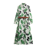 kamames Spring Style Belt Printed Shirt Dress 2627123