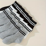 Stripes Pattern 5 Pairs Baby Boy's Floor Anklet Socks For Spring Summer