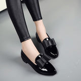 kamames kamames Leather Shoes Women In 2023 Autumn New Bow Korean Version Fashion Pointed Large Size Bright Leather Low Heel Flat Single Shoes Women