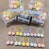 10PCS/Box Packed Girls Cute Colorful Ball Heart Rabbit Scrunchie Kids Ponytail Holder Elastic Hair Band Fashion Hair Accessories