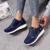 kamames Wedges Platform Sneakers Women's Non Slip Vulcanize Shoes Fashion Sequins Lace-up Girls Casual Sport Shoes of Woman Flats