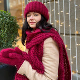 kamames Women Knit Hat Scarf Gloves Sets Soft Warm Winter Solid Color Fashion Accessories for Cold Weather