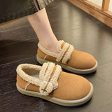 kamames kamames Cotton Shoes Women 2023 Winter New Casual Round Head Warm Flat Shoes One Foot Pedal Plus Velvet Loafers