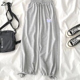 kamames Pants Women Drawstring Korean Style Loose Harem Trousers Ankle-length Streetwear Vintage Kpop Daily Retro Leisure Fashion