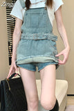 Zingj Denim Camis Dresses High Waist Light Blue Belt A-Line Slim Fit Summer Mini Dress Korean Chic Y2k Bodycon Skirts Women