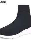 zingj For Women Vulcanized Shoes Female Socks Shoes Trainers Women Slip-on Stretch Platform Shoes Black Sneaker Femme