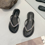 kamames kamames Celebrity Rhinestone Clip Summer 2023 Korean Flat Drag Candy Color Fairy Shoes To Wear Women's Slippers