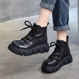kamames Up Elegant Woman Boots Flat Heel Round Toe Shoes Winter Footwear Boots-Women Ankle Genuine 2022 High Heel Rock Ladies Autum
