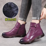 kamames kamames Shoes Cotton Shoes Leather Women's Shoes Winter Ankle Boots Middle-Aged Warm And Velvet Anti-Slip Comfortable Elderly Leather Shoes