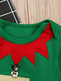 Christmas Party Cartoon Elf Costume Baby Boys Girls Santa Claus Long Sleeve Romper + Stripe Leg Warmer + Hat 3Pcs Set Outfits