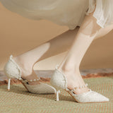 kamames kamames Baotou Sandals Female Shallow Thin Heel High Sense Niche 2023 New French Pointed Single Shoes